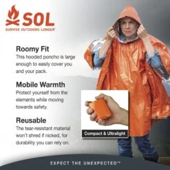SOL Survival Poncho -Camping En Plein Air sol heat refelctive poncho survival 02